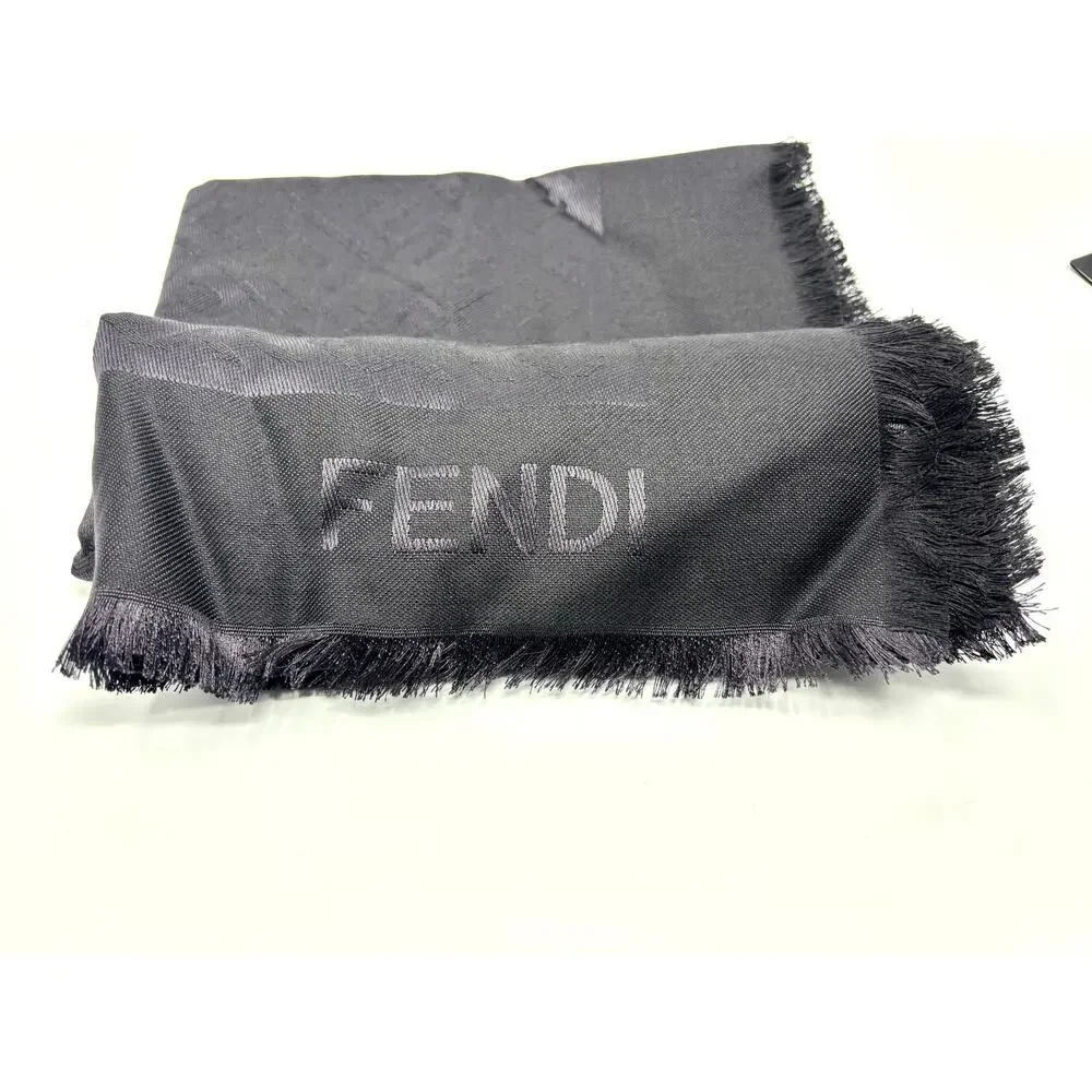 FENDI FF Zucca Monogram Shawl Wrap Scarf Silk/Wool NWT